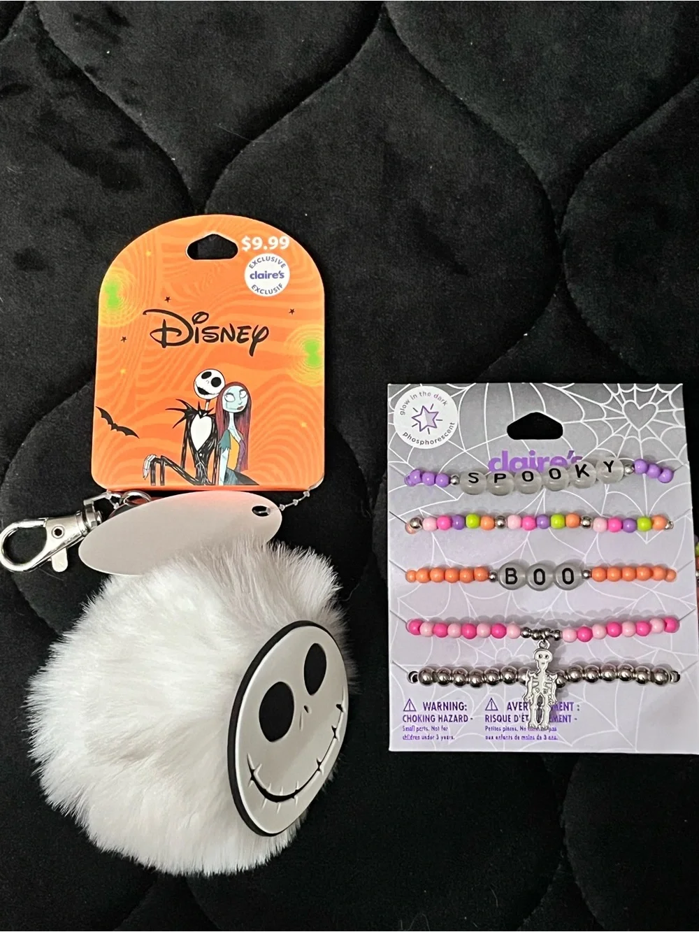 DISNEY x CLAIRE’S Halloween Bundle- Bag Charm/Keychain & Glow Stretch Bracelets